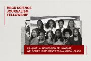 The Knight Science Journalism Program will welcome 10 fellows, shown in this collage class photo, to Cambridge in June. (Back row, left to right): Sabrina McCrear, Utrurah Whitley, Jonathan Charles, and Jordyn Isaacs. (Front row, left to right): Trinity Polk, Skylar Rowley, Zoe Earle, Mykal Bailey, Steven Matthews Jr., and Christén Davis. 