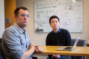 A new program in the MIT Department of Economics will support predoctoral research fellows working with the department’s junior faculty. Thanks to the new program, predoc Wonjoon Choi (right) will be able to extend his contract with Tobias Salz (left), the Castle Krob Career Development Associate Professor of Economics.