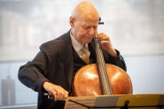 World-renowned cellist and MIT alum Carlos Prieto performs at an event April 9 in the Samberg Conference Center.
