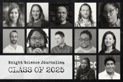 The Knight Science Journalism Class of 2025: (Top row, l-r) Fabiana Cambricoli, Emily Foxhall, Ahmad Gamal Saad-Eddin, Bryce Hoye, and Jori Lewis. (Middle row, l-r) Yarden Michaeli, Tsvangirayi Mukwazhi, Aaron Scott, Evan Urquhart, and Jane Zhang. (Bottom row, l-r) Sharon Muzaki, Africa and Middle East Fellow, and Anil Oza, Sharon Begley Fellow.